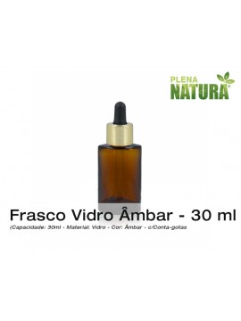 Frasco de Vidro Ambar, c/Tampa Conta-gotas em Aluminio - 30ml